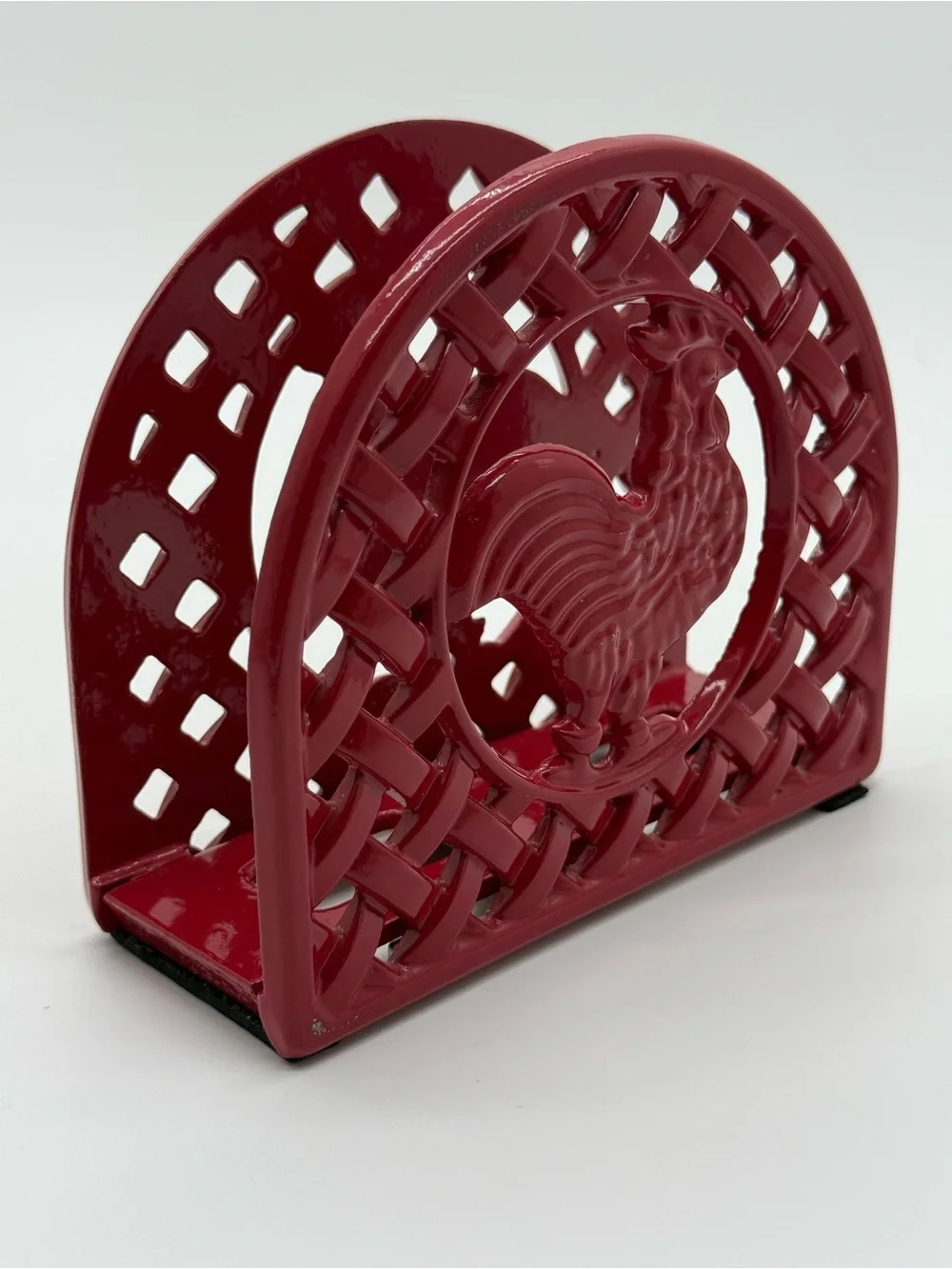 Red Cast Iron Rooster Napkin Holder Farmhouse Kitchen Decor